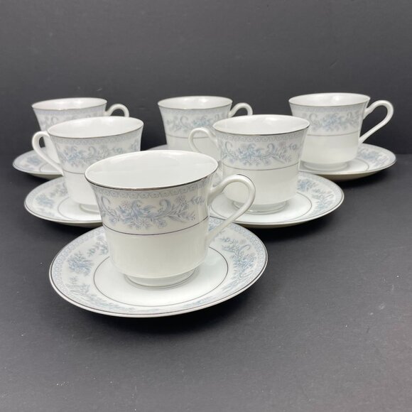 Set of 6 Mikasa Fine China Tea Cup & Saucer Duos – “Dresden Rose” L9009 – Japan - Picture 1 of 13